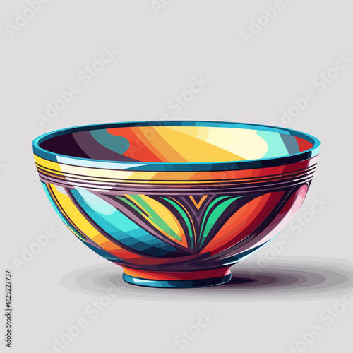 Colorful decorative bowl with vibrant patterns in modern style  