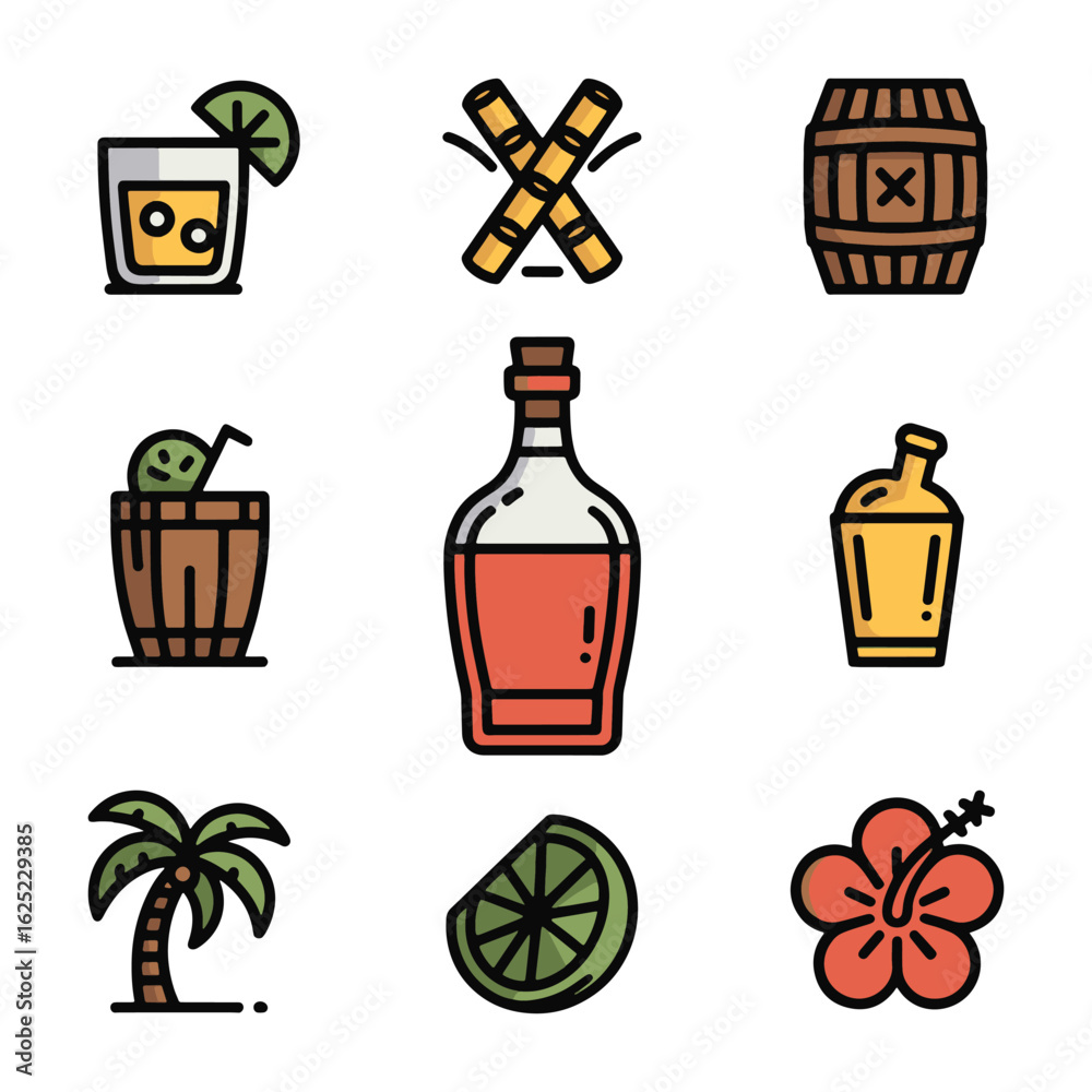 Fototapeta premium Tropical drink ingredients and island elements lime sugar