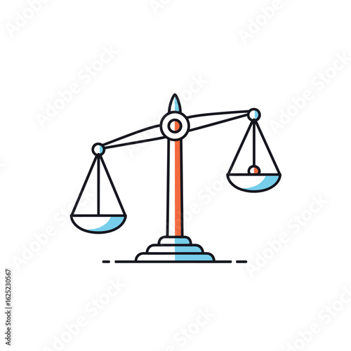 Illustrative representation of justice and fairness demonstrated by a balanced scale illustrating equity