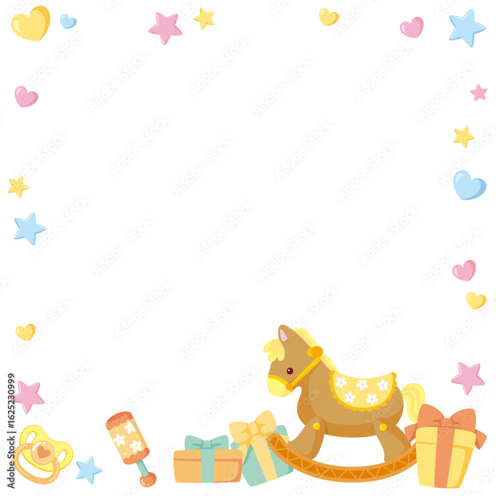 Fototapeta premium キッズ＆ベビー用ベビーシャワーSNSフレームのベクターイラスト素材(Kids & Baby Baby Shower Social Media Frame Vector Illustration)