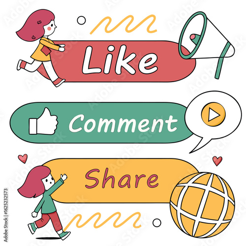 Collection of playful and engaging call to action buttons with vibrant colors and clear typography