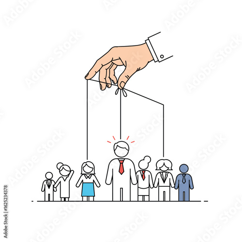 Dominating influence of leadership directing a team through control and management concepts