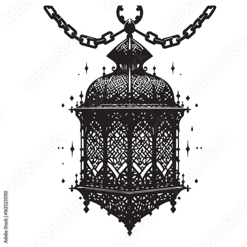 Elegant hanging lantern silhouette for festive decorations and ambiance