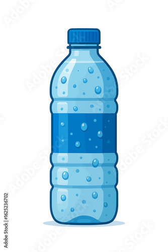 Clear Plastic Water Bottle Filled with Refreshing Hydrating Liquid and Bubbles