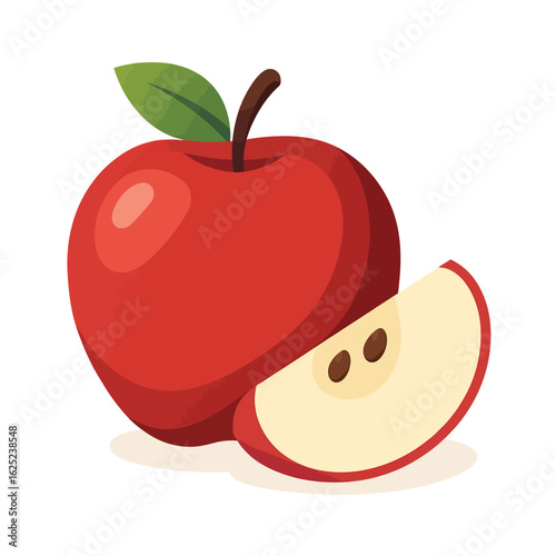 Crisp Red Apple with a Freshly Cut Slice a Healthy and Sweet Fruit Snack