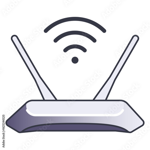 Wi-Fi Router Icon with Antennas and Signal Symbol