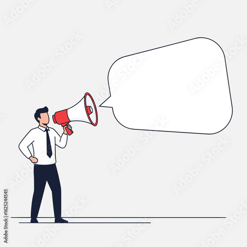Announcing important news with megaphone and empty speech bubble