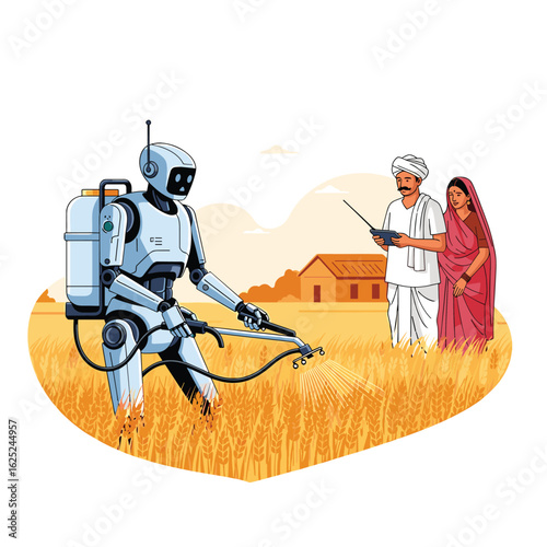 Agricultural robot assists farmers enhancing crop yields through advanced technology