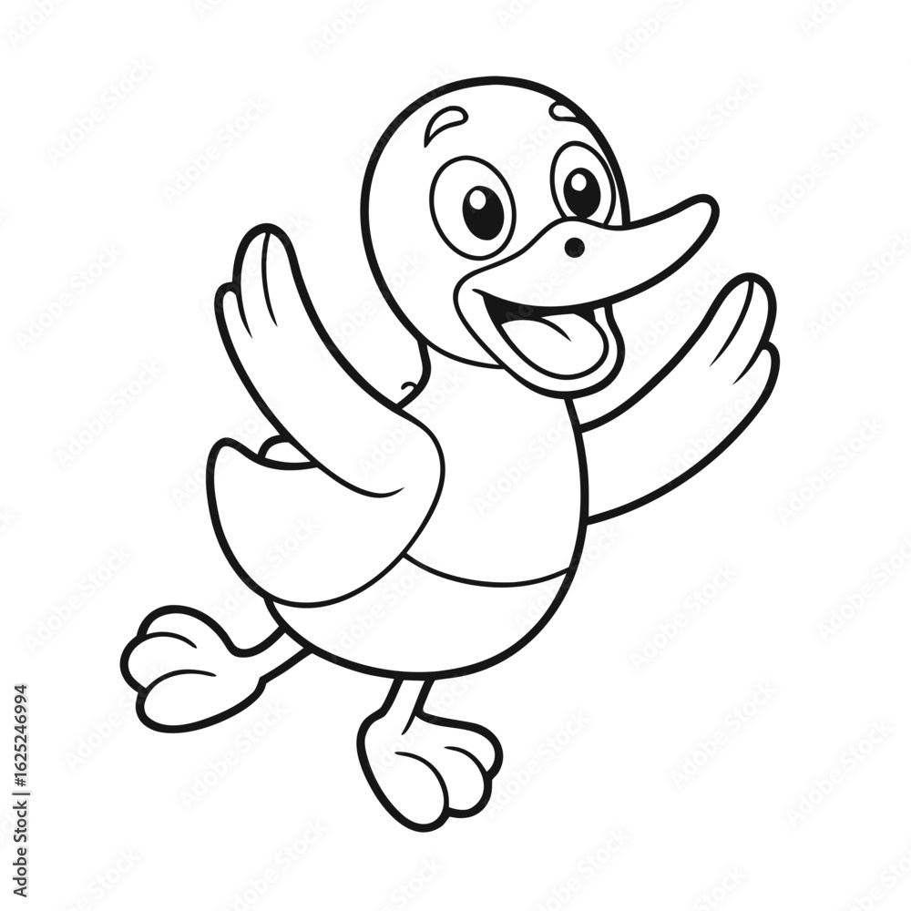 Obraz premium Printable Cheerful Duck Jumping Coloring Page