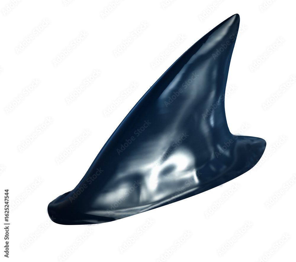 Fototapeta premium Shark fin on transparent background. 3D illustration