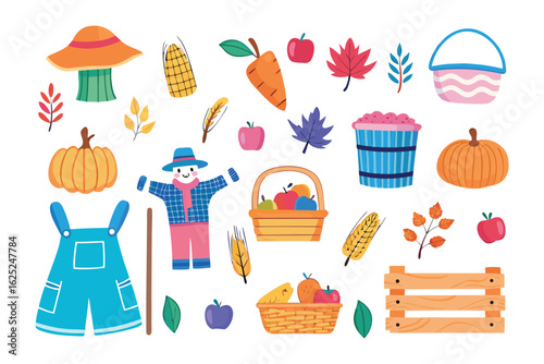 Autumn's Bounty Illustration: An inviting illustration bursts with fall harvest elements, from plump pumpkins to ripe apples, celebrating the season's abundance.