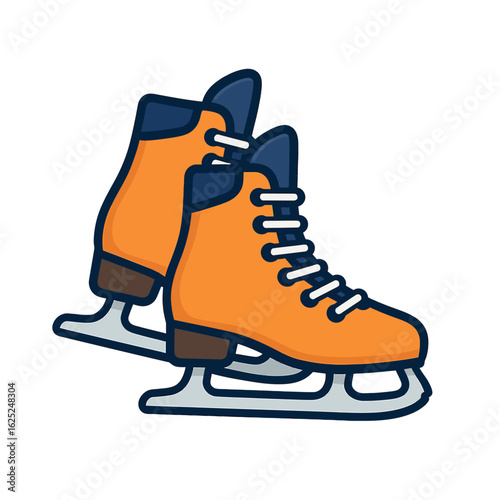 Pair of Orange Ice Skates - Essential Gear for Winter Sports