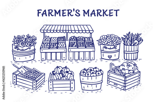 Farmer's Market Illustration: Capturing the rustic charm of a bustling farmer's market, with a charming illustration showcasing fresh produce stalls.