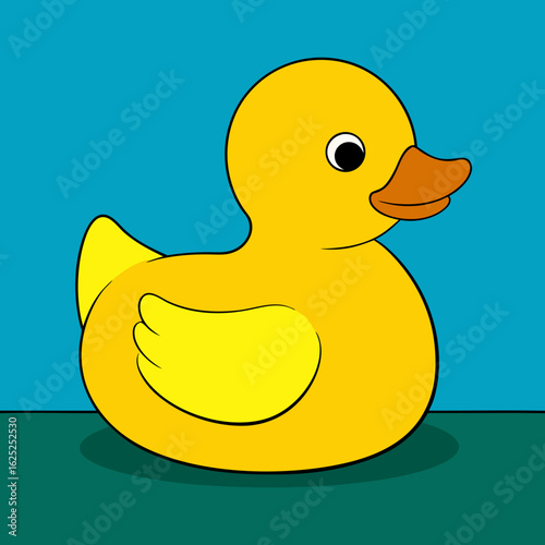 “Bath toy rubber duck isolated with copy space, ideal for nursery and parenting themes.”