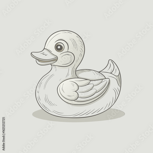 “Yellow rubber duck toy isolated on white background, classic bath time icon.”