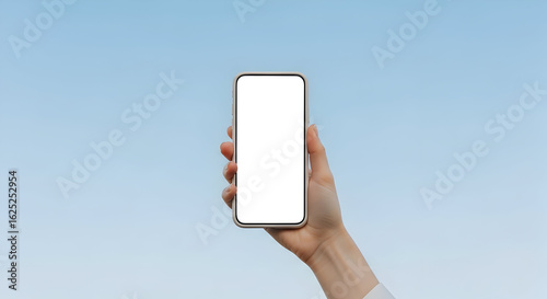 Wallpaper Mural Blank Smartphone Screen Mockup Against Blue Sky Perfect for App Presentation Website Design and Mobile Advertising Torontodigital.ca