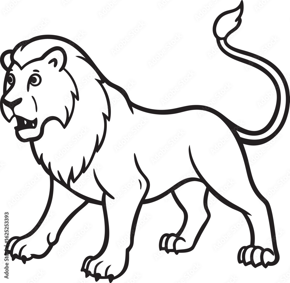 Obraz premium Lion Icon Vector Set – Bold Outline Jungle Animal, Mascot, Shield, Silhouette, Tattoo & Coloring Page Design 