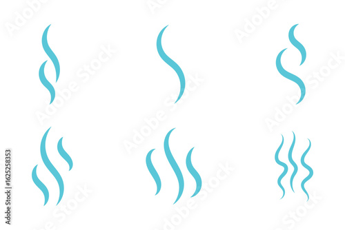 Steam Smoke flat icon set. Aroma smell symbol. Vector
