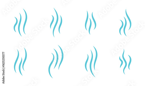 Steam Smoke flat icon set. Aroma smell symbol. Vector