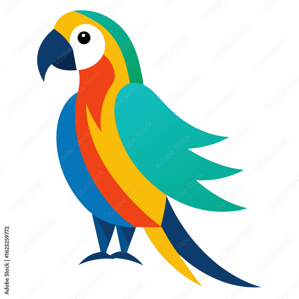 Obraz premium Stylish Design Macaw Vector Style on White