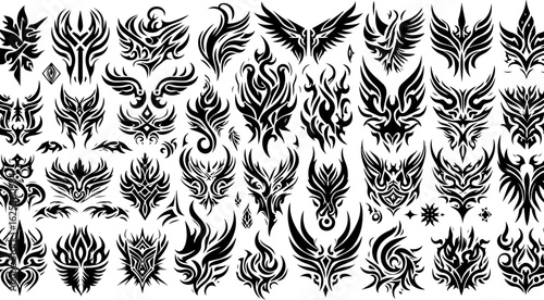 Tribal Dragon & Flame Tattoo Collection" vector bundle graphics