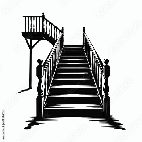 "Caution Stairs Vector Illustration Black and Yellow Warning Sign Clipart