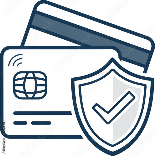 Secure Payment with Credit Card and Shield Icon Vector Illustration
