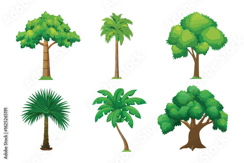 Variety of Trees: A diverse collection of vibrant trees, each with unique foliage and structure, showcase the beauty and variety of nature's arboreal wonders.