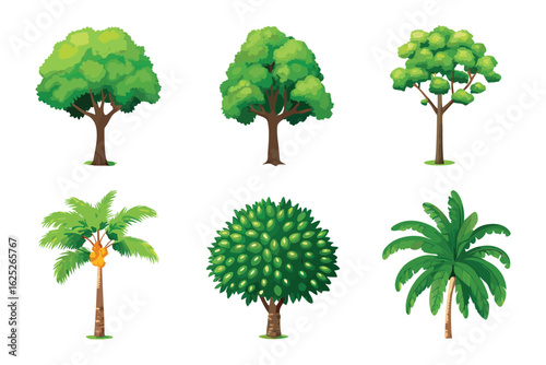 Vibrant Tree Collection: A captivating compilation of diverse trees, meticulously crafted in vibrant shades, symbolizing the rich biodiversity of nature's embrace. 