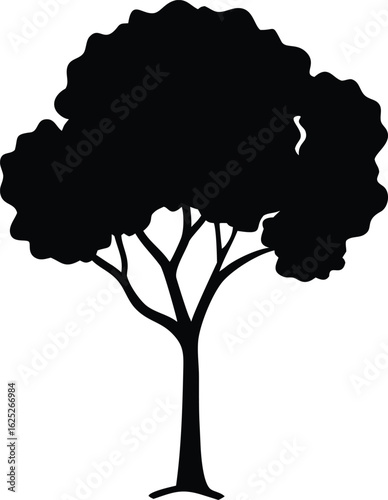Sycamore Tree Silhouette Vector – Simple Icon Illustration for Logos and Design