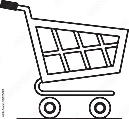 Black Shopping Cart Silhouette Vector – E-commerce and Retail Icon on White Background