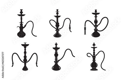 silhouette shisha design with intricate data set bundle on the white background
