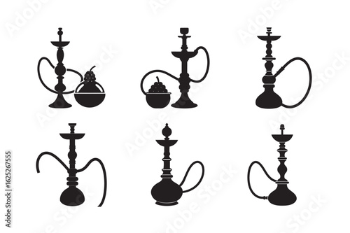 silhouette shisha design with intricate data set bundle on the white background