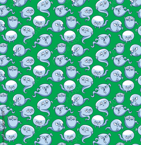 seamless pattern with green and white icons