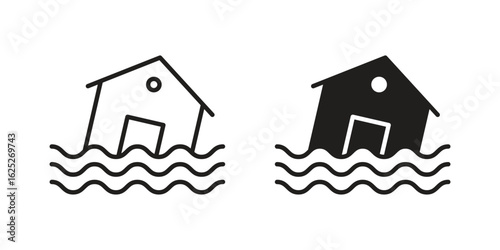 Flooded house icon vector design element logo template