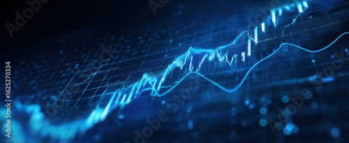 The digital financial graph showing emerging market trends and data analysis.