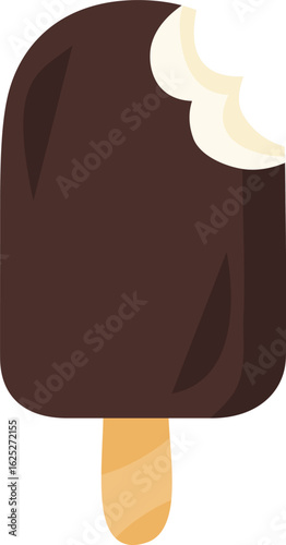 Vector illustration of a chocolate dipped ice cream bar on a stick, perfect for summer dessert designs and sweet food icons.