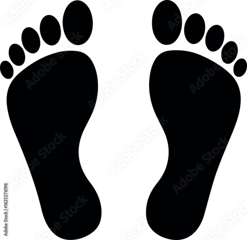 Black Footprints With Toes white background graphic