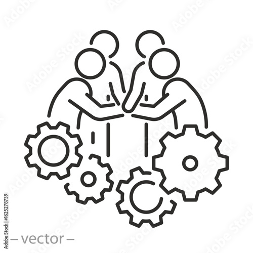 group managers icon, teamwork, gears, project management, vector illustration eps10