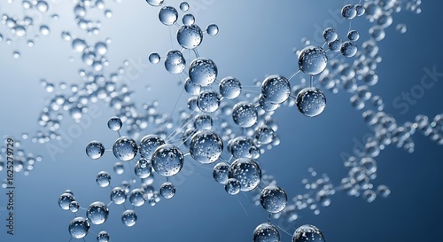 Molecular structure of water molecules forming a complex and interconnected network