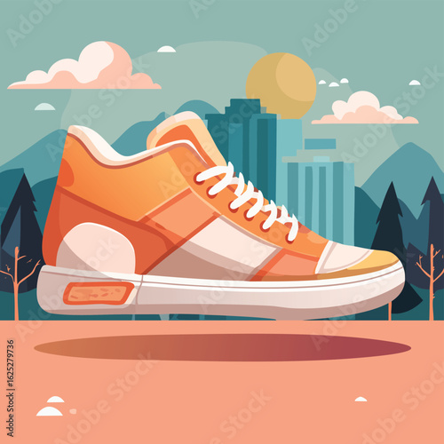 Close-Up of a Modern Sneaker with Detailed Stitching, Textured Fabric, and Sole Pattern – Isolated Footwear on Minimalist Background
