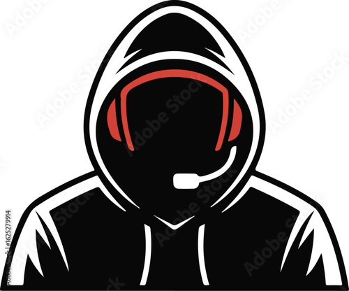 Shadowed Gamer Hoodie and Headset Mascot
