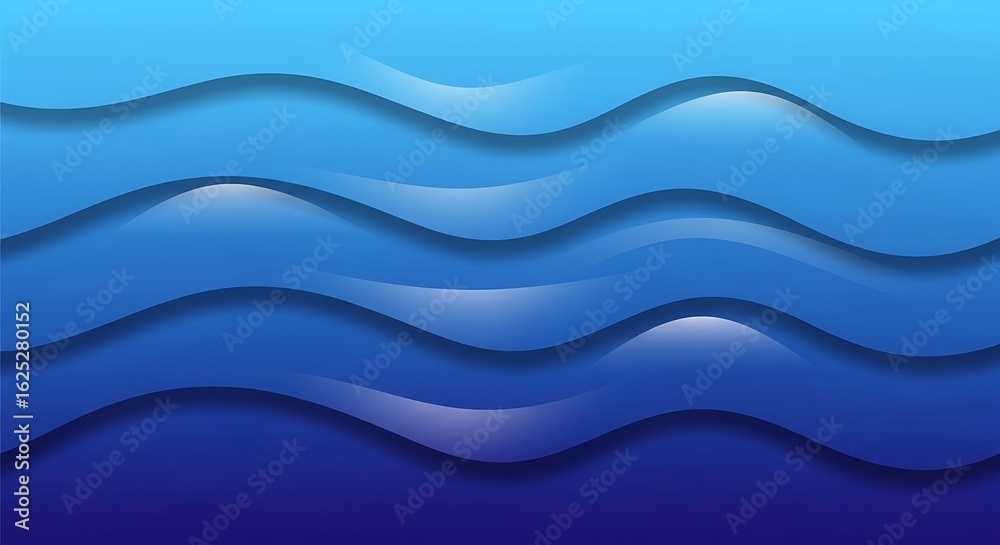 Fototapeta premium Abstract blue waves with smooth gradients and ripple textures