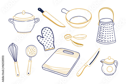 Culinary Companion: A collection of essential kitchen utensils artfully arranged, inviting culinary creativity and gastronomic adventure.