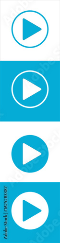 Set of play icons on white background.