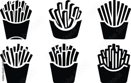 French fries bundle silhouette icon vector art