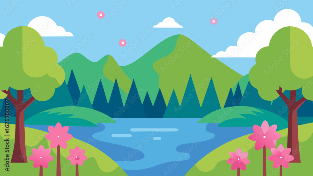 Obraz premium landscape with trees and mountains