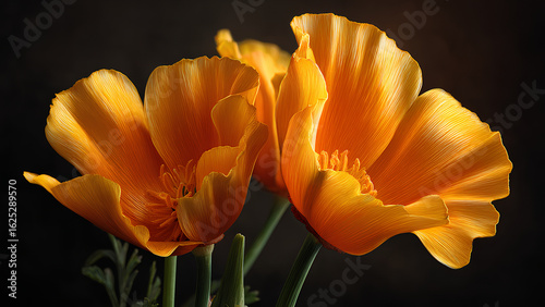 yellow tulip on black background