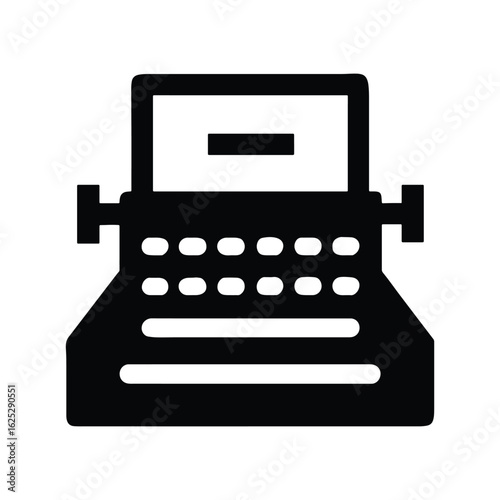 Vintage typewriter icon for writing and journalism concept