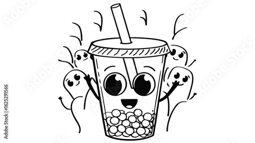 Hand-drawn vector illustration set of a jar, jug, and glass of milk, a sweet drink for breakfast